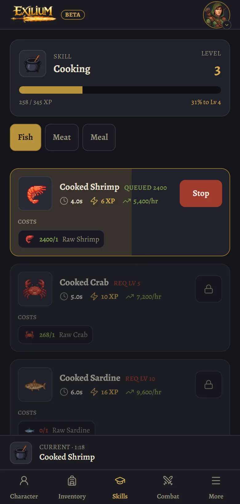 Cooking activity turning ingredients into meals